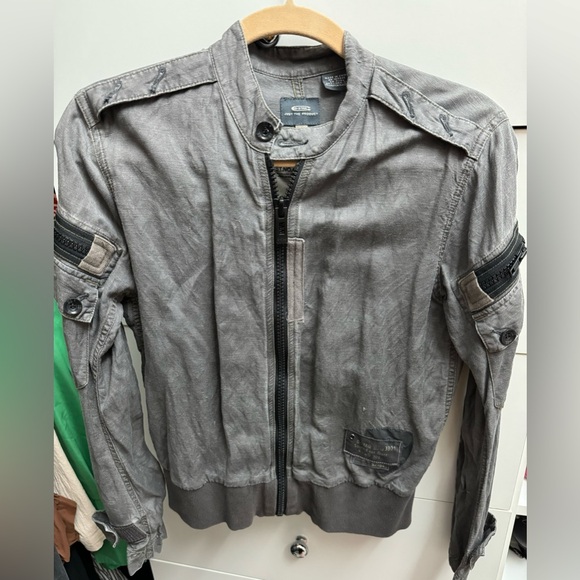 G Star Grey Linen Bomber Jacket size Medium - Picture 3 of 15